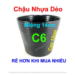 Chậu nhựa C6 đen dẻo trồng cây hoa