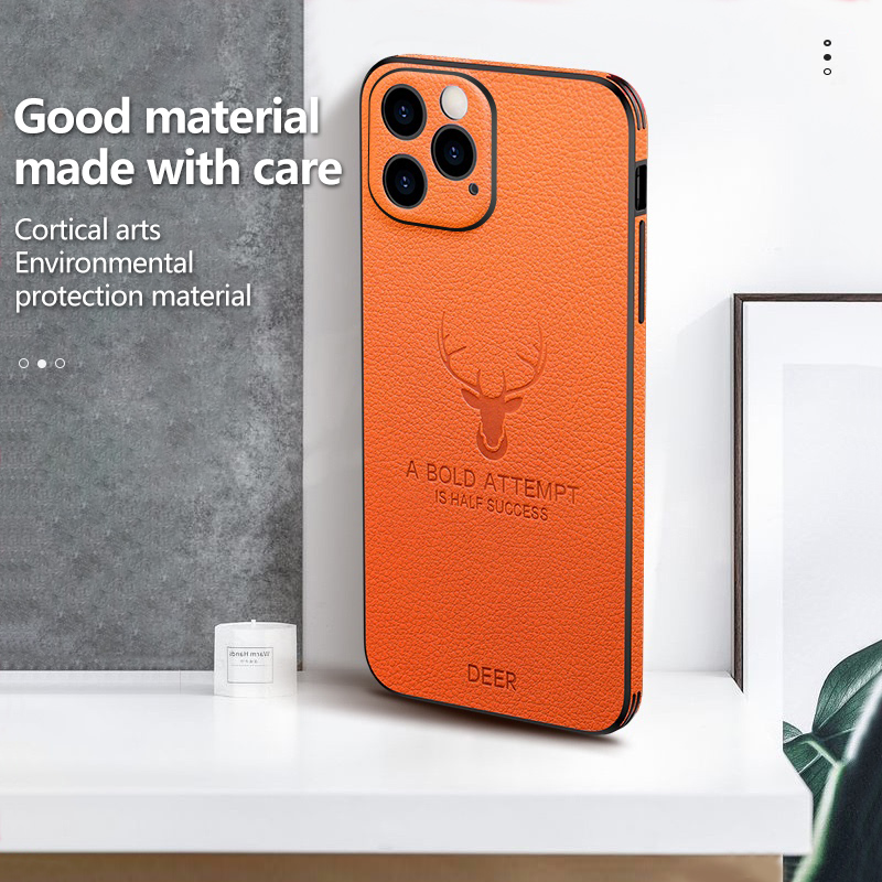 Ốp điện thoại da mềm họa tiết nai bảo vệ cho iPhone 12 Pro Max 12 Mini 11 Pro Max iPhone X XR XS Max