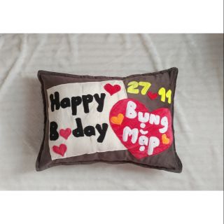 Gối nằm handmade happy birthday may chữ theo yêu cầu