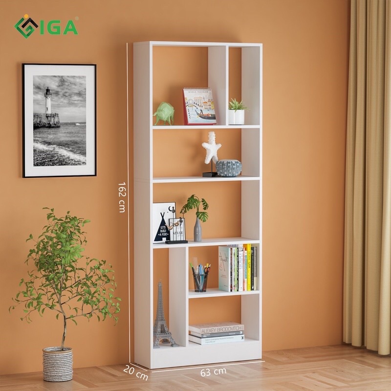 kệ sách để sàn đa năng , kệ gỗ ziczac GP233.01