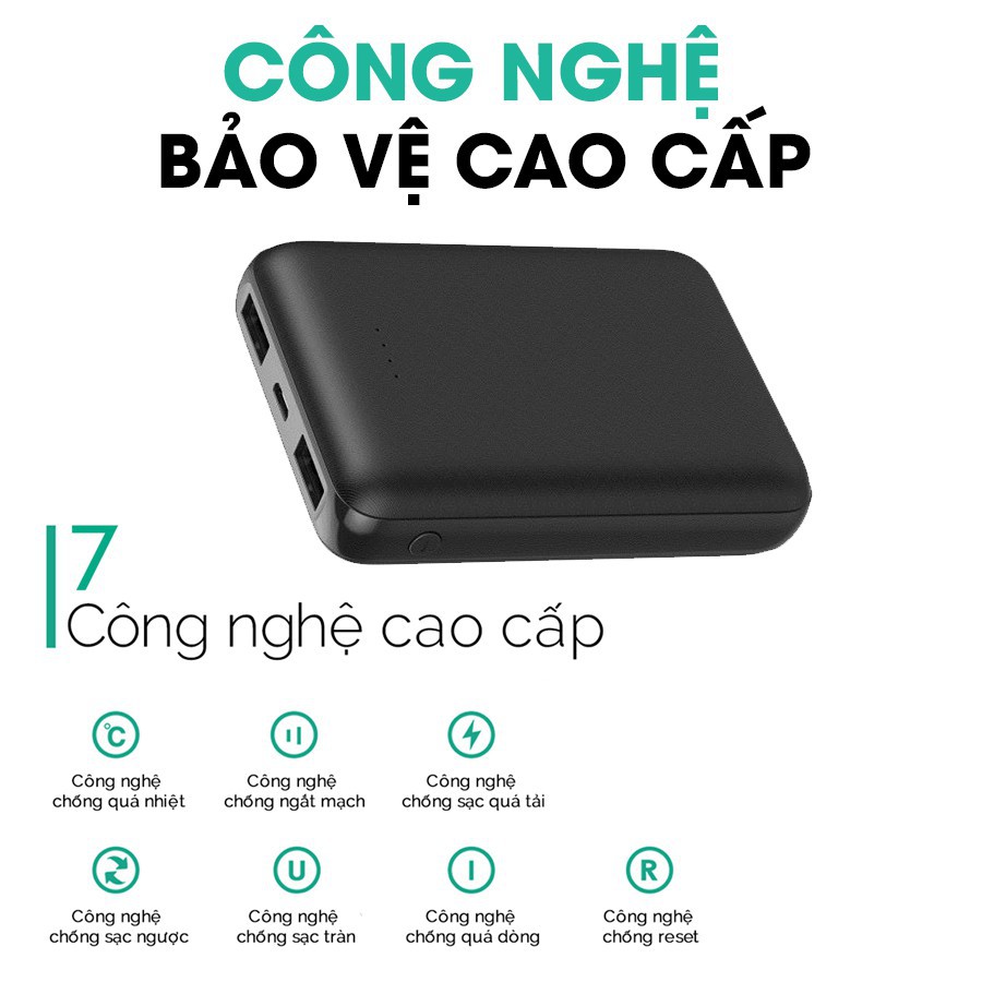 Sạc Dự Phòng 10000mAh AUKEY PB-N66 2 Cổng Sạc 2.4A Công Suất 12W, Công Nghệ Aipower