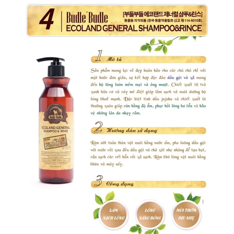 DẦU GỘI VÀ XẢ CHO CHÓ BUDLE'BUDLE