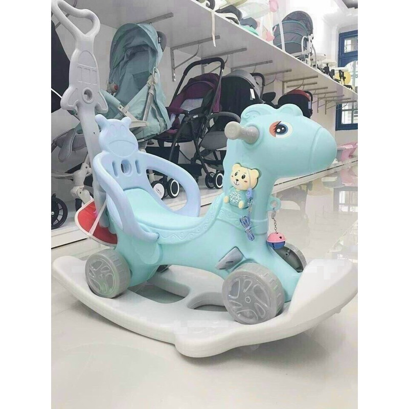 Ngựa bập bênh, xe bập bênh cho bé 3in1 có nhạc và đèn
