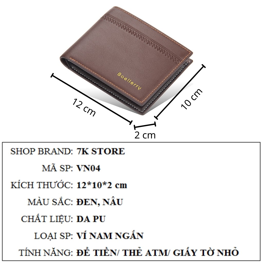 Ví da nam cầm tay thời trang cao cấp bền đẹp mini nhiều ngăn nhỏ gọn 7K STORE VN04