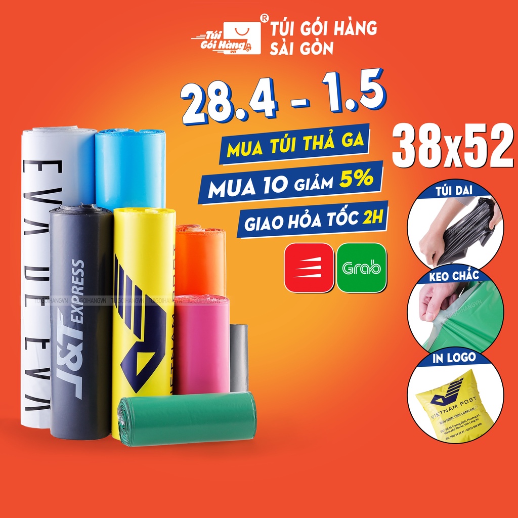 Túi Gói Hàng Niêm Phong 38x52 TUIGOIHANGVN Cuộn 100 Túi Có Keo Dán Niêm Phong Bảo Mật