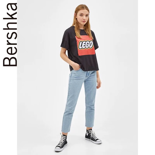 Áo thun t-shirt logo LEGO hiệu Bershka Auth 100%