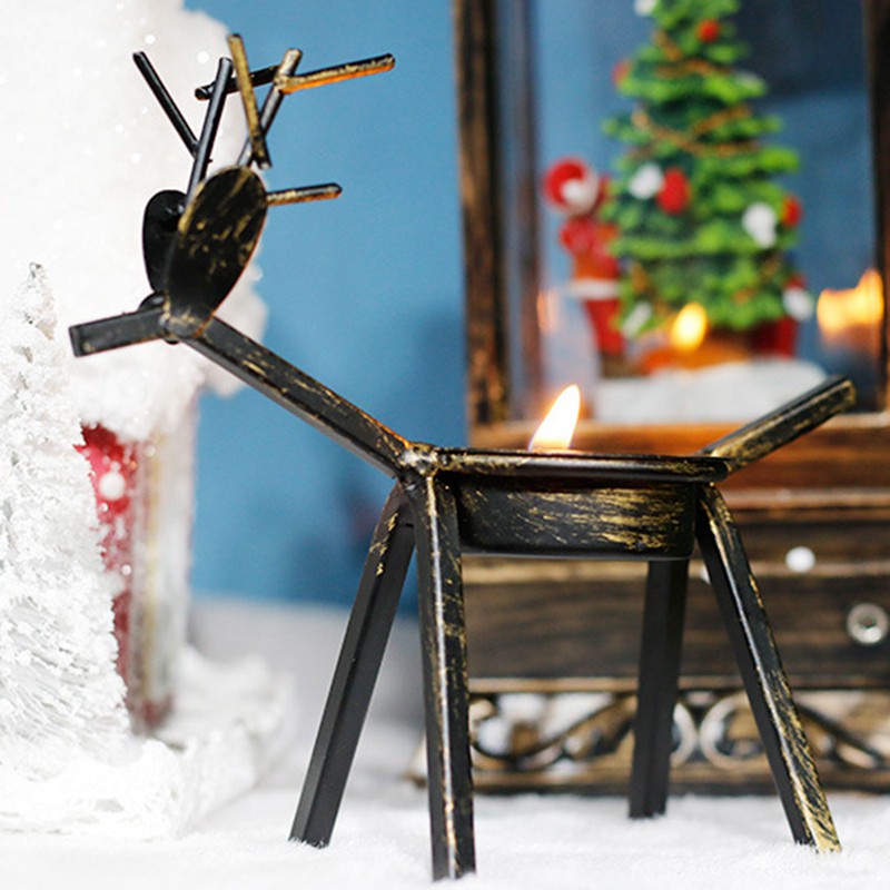 Creative European Style Bronze Deer Christmas Iron Candle Holder