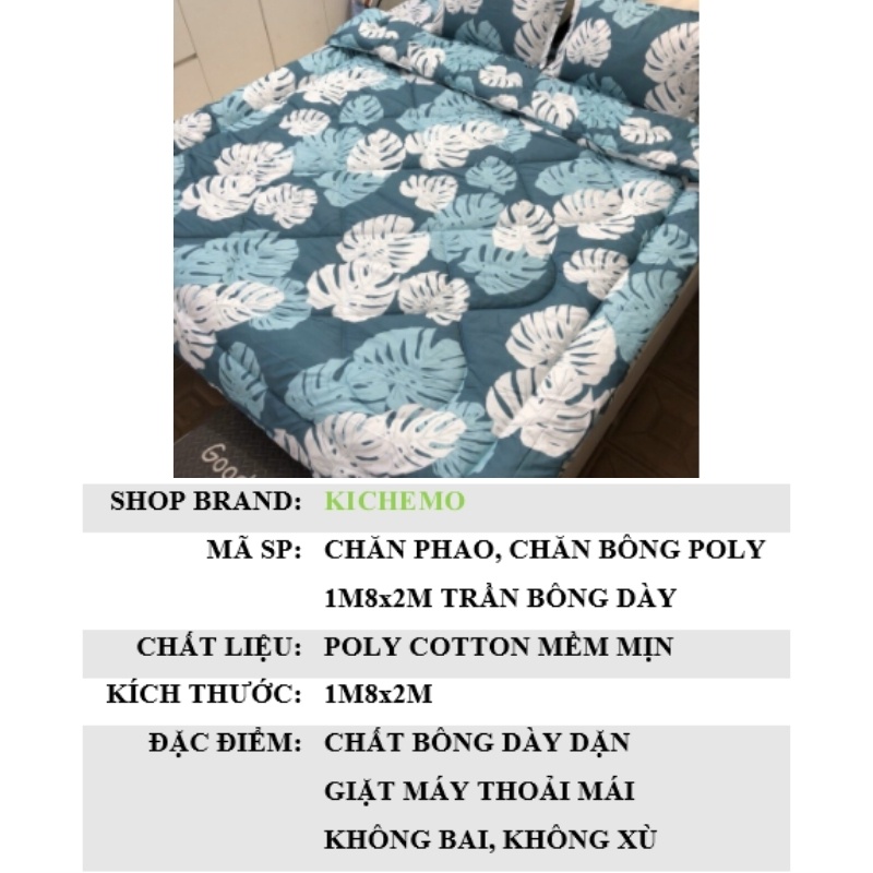 Chăn phao trần bông dày loại 1 bông hơi siêu nhẹ 1m8-2m cao cấp được chọn màu