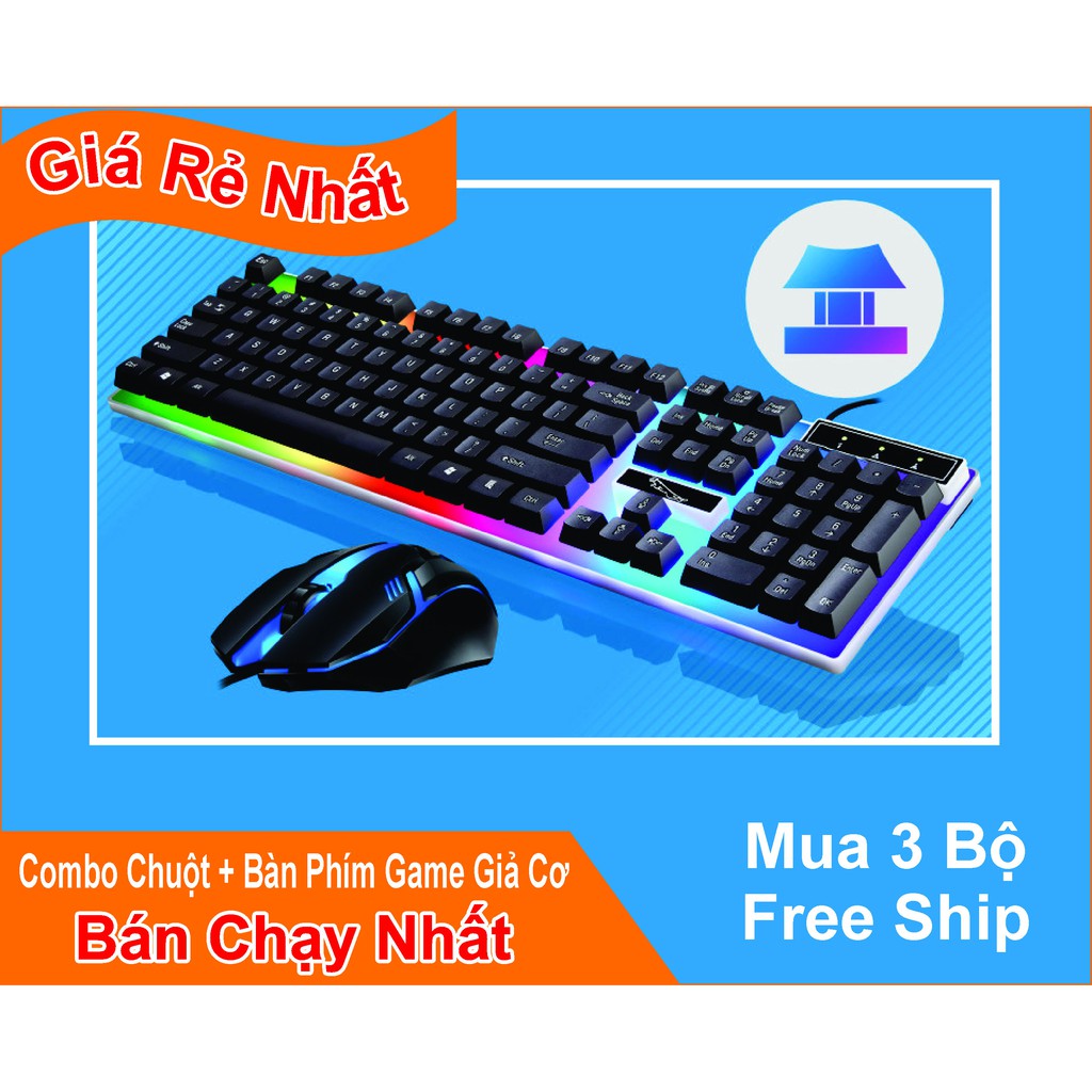 Bàn phím phát sáng gồm chuộ t- đèn led chuyển màu - chơi game cực đỉnh - đủ 2 màu đen trắng