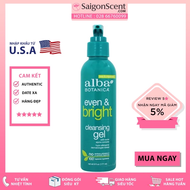 Gel Rửa Mặt Alba Botanca Even & Bright Cleansing Gel ( 177mL )