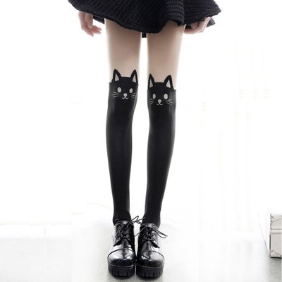 Tất Vớ Quần Giả Đùi Mèo Đen Lolita TQ007