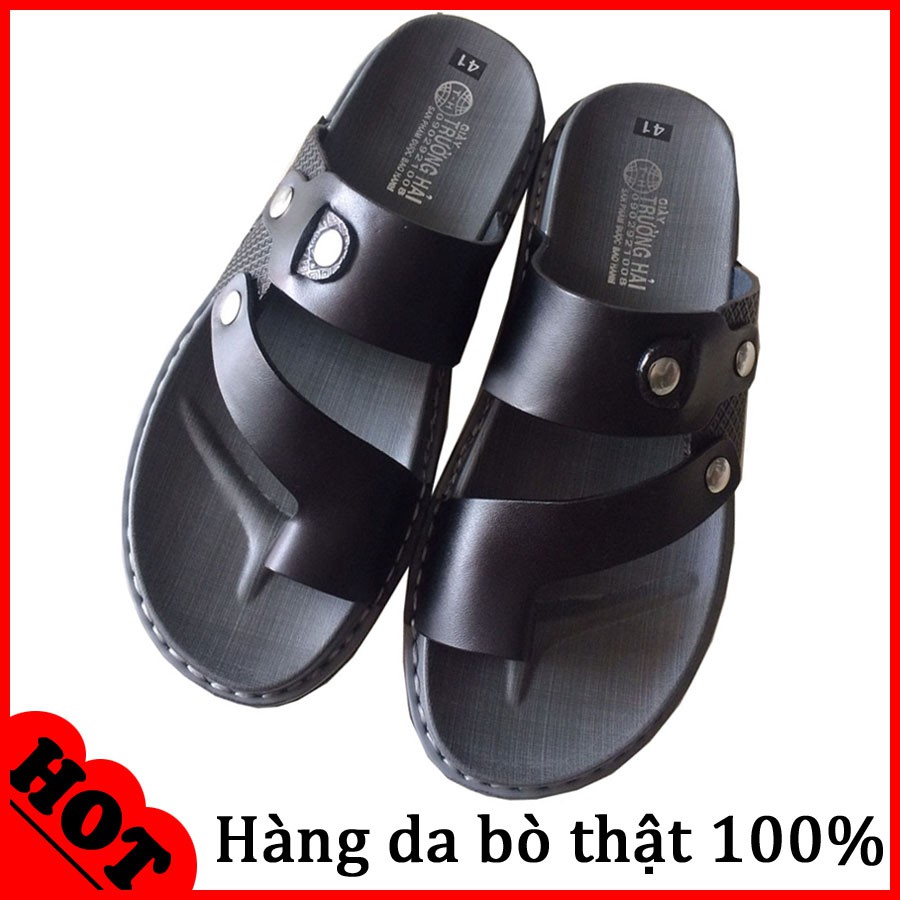 Dép quai ngang xỏ ngón nam da bò cao cấp TH QN246