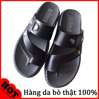 Dép quai ngang xỏ ngón nam da bò cao cấp TH QN246