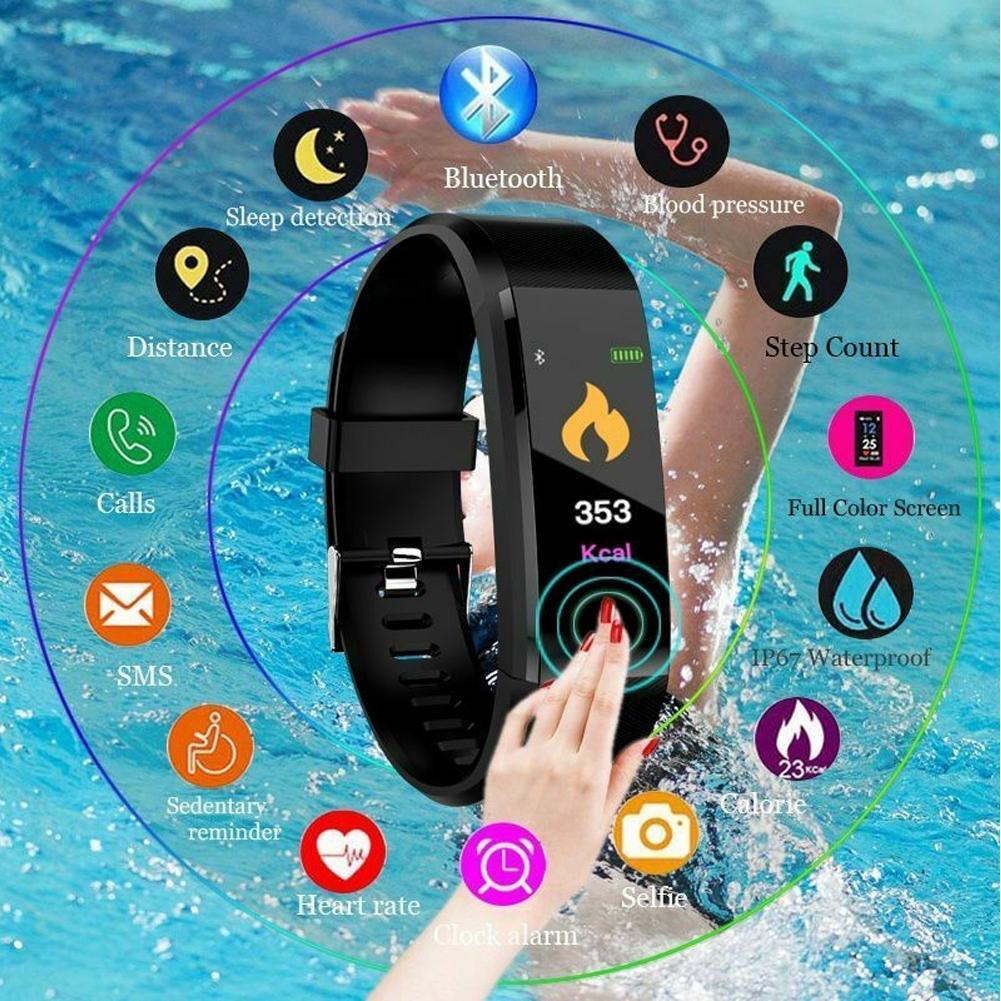 🌈NG Đồng hồ đeo tay thông minh Bluetooth Vòng đeo tay thể thao Đồng hồ đeo tay đo nhịp tim cho iPhone của Samsung