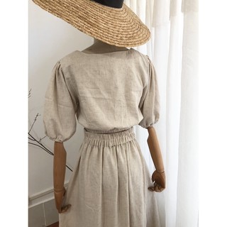 Set Áo và Chân váy midi Linen