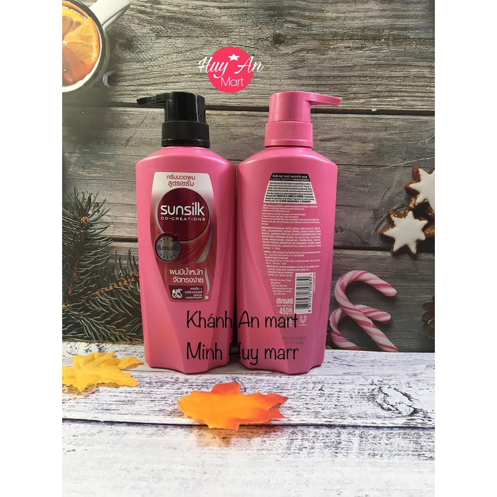 [FREESHIP] dầu gội và dầu xả Sunsilk mềm mượt và phục hồi tóc hư tổn Thái Lan màu hồng 450ml và 425ml