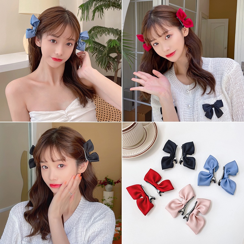 Kẹp Tóc Đính Nơ Tai Thỏ Dễ Thương Phong Cách Hàn Quốc Cho Bé Gái