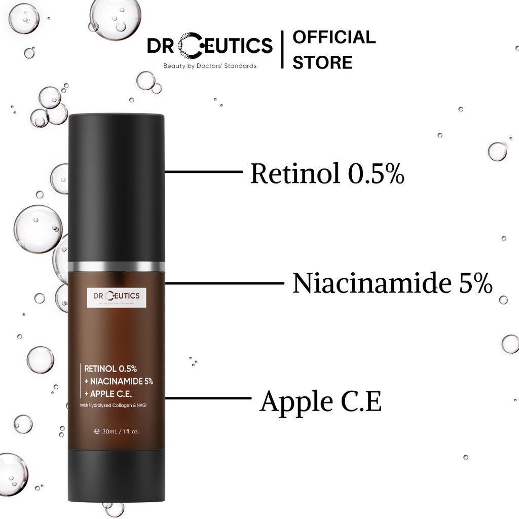 Kem Dưỡng Chống Lão Hóa Retinol 0.5% 1% 30ml DrCeutics - Mờ Nếp Nhăn; Sáng Da, Mờ Thâm Nám - Retinol