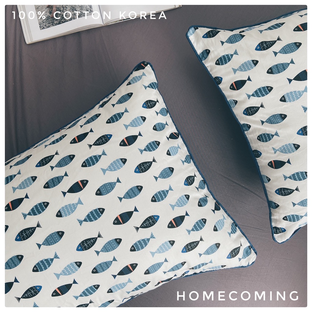 Vỏ gối nằm Cotton Hàn họa tiết ngộ nghĩnh kích thước 45x65cm/50x70cm thương hiệu Homecoming VN