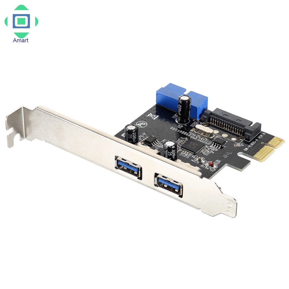 (Shop Amart) Mạc mở rộng PCI-E sang 2 cổng USB 3.0 5-Port với kết nối 20Pin Connector PC A
