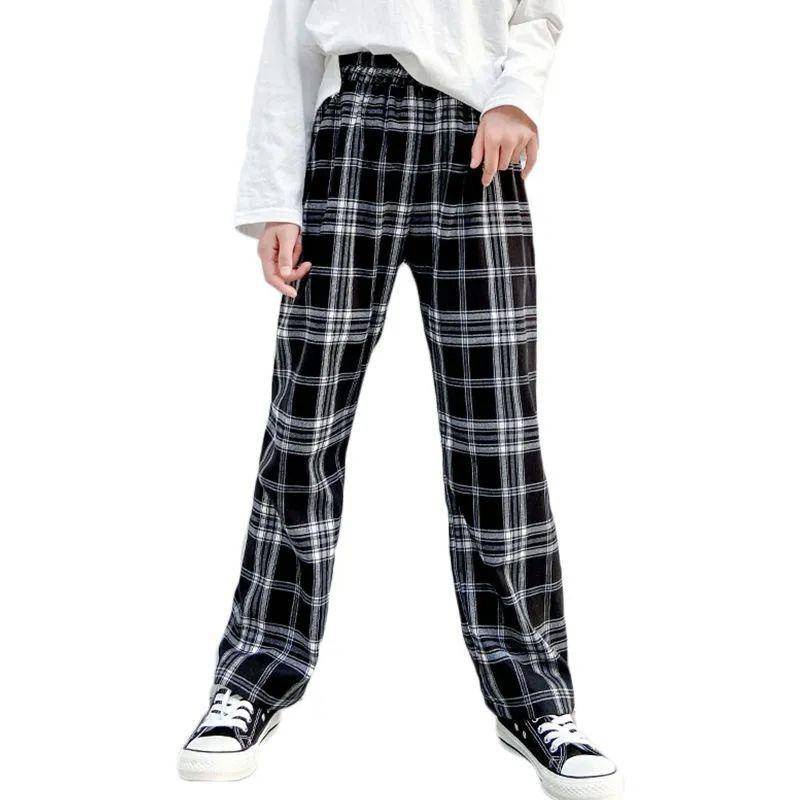 Quần Dài Ống Loe Họa Tiết Sọc Caro Phong Cách Hàn Quốc Thời Trang Cho Bé Gái 5555