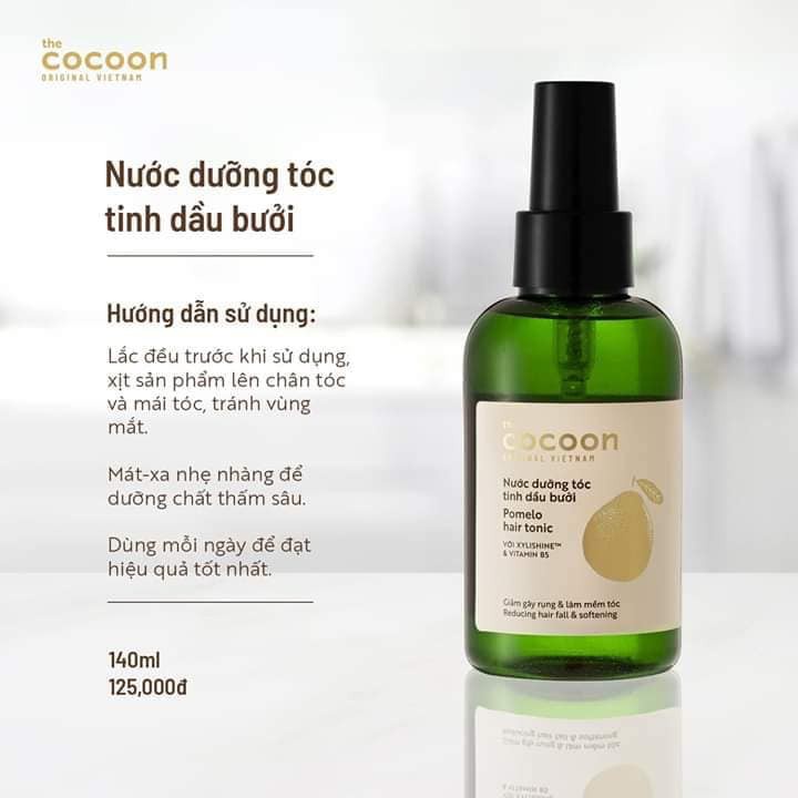 Nước dưỡng tinh dầu bưởi Cocoon phục hồi tóc giảm gãy rụng - Cocoon pomelo hair tonic 140ml dạng xịt chính hãng