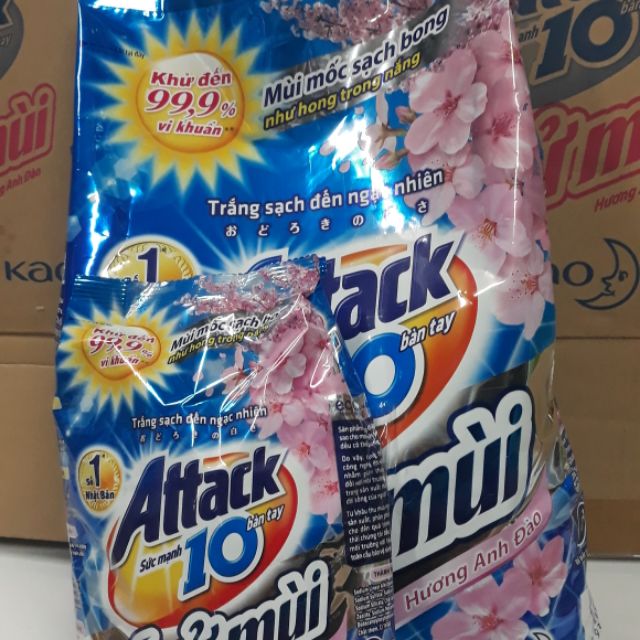 Bôt giặt Attack khử mùi hương Anh Đào 3.8kg tặng kèm gói 720g .