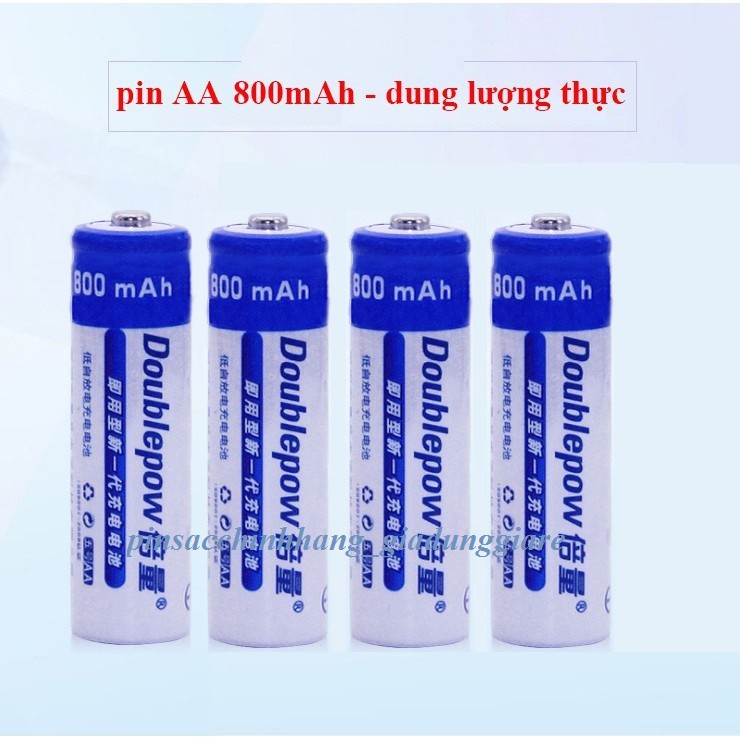 Bộ 4 viên pin tiểu sạc AA 800mAh Doublepow (Hàng chính hãng)