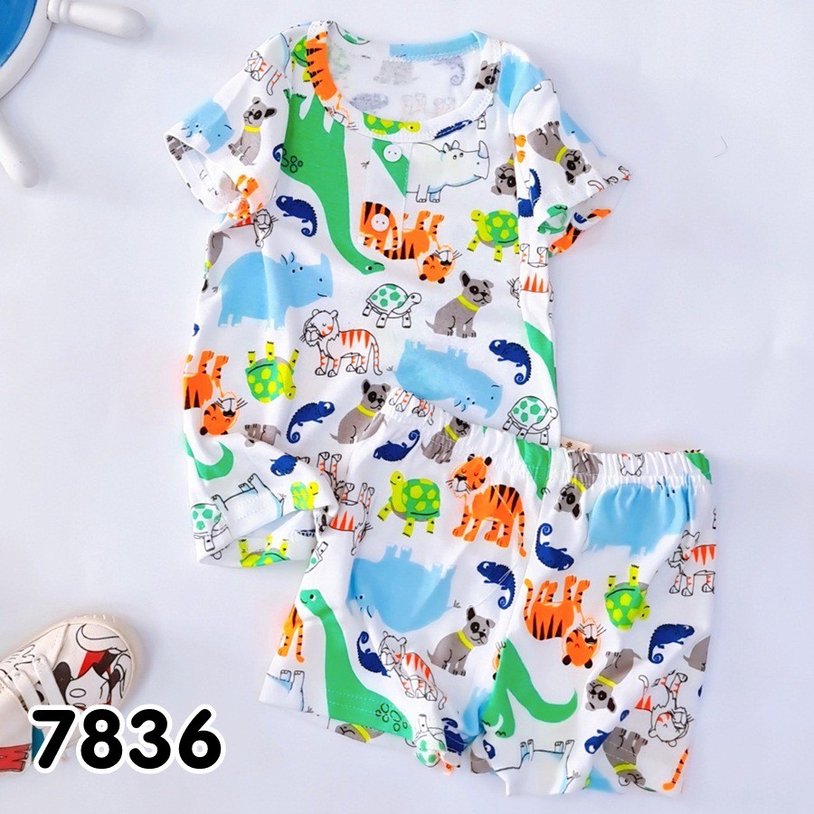 BỘ NGẮN TAY CỔ TRỤ NHIỀU HỌA TIẾT CHO BÉ TỪ 9KG- 22KG