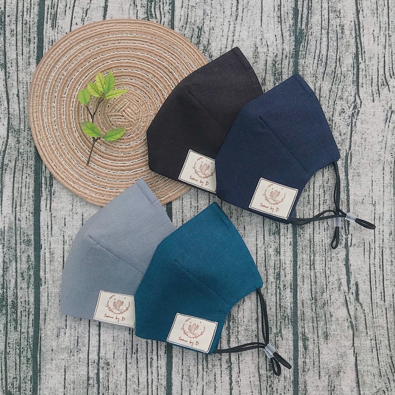 Khẩu trang linen trơn tone đen