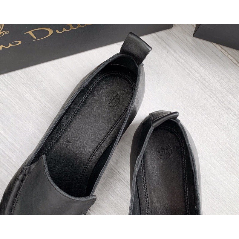 Giày lười da thật của nữ Massimo Dutti cao cấp màu trơn đơn giản êm chân