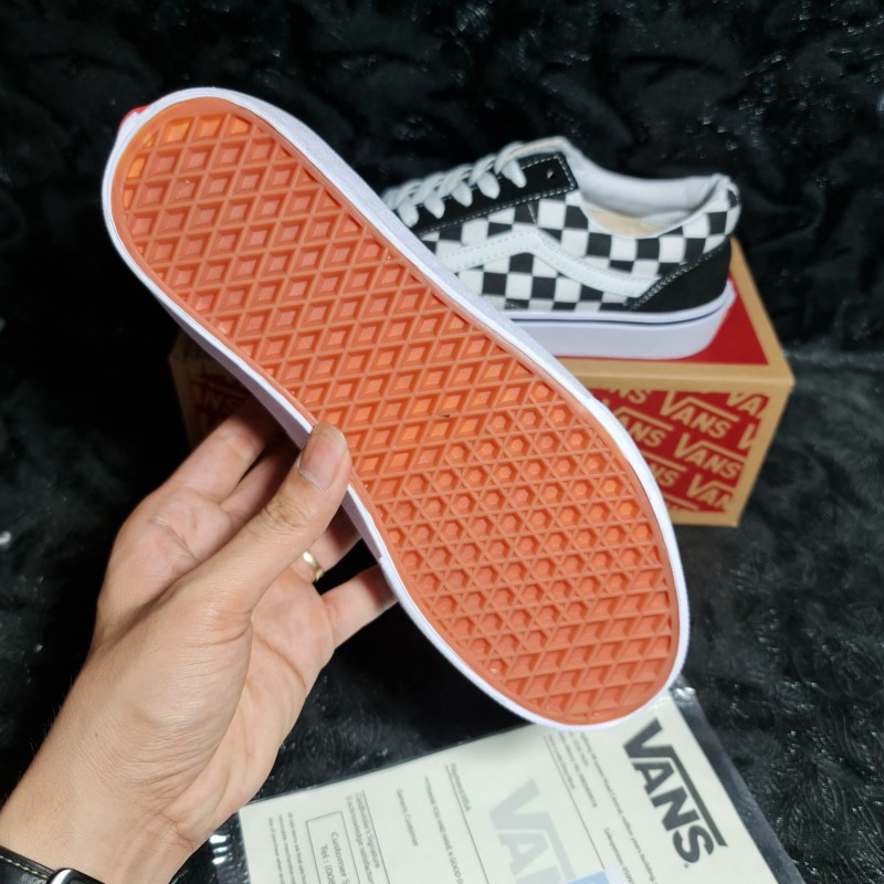 Giày Vans Caro Nam Nữ Đen Trắng Old Skool Checkerboard Black White