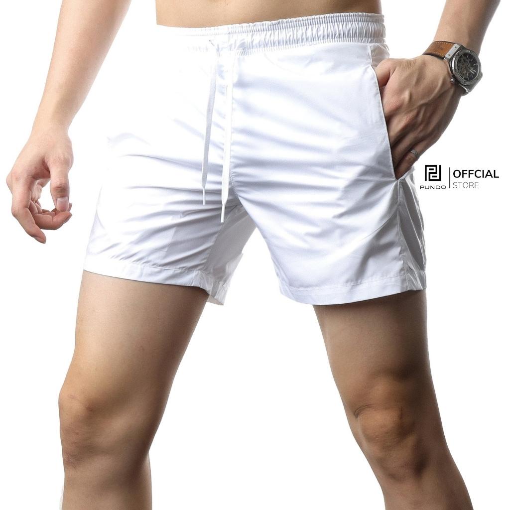 Quần short nam đi biển vải dù, hoạ tiết đơn giản có dây rút PUNDO QSPD23