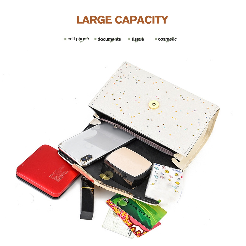 Túi Đeo Chéo Đính Kim Sa Thời Trang Hàn Quốc Đựng Điện Thoại Di Động Cho Nữ