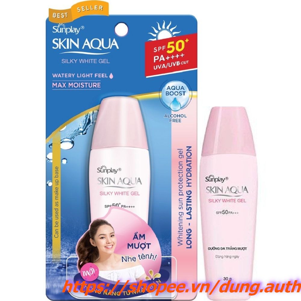 Gel Chống Nắng Dưỡng Da Trắng Mượt Sunplay Skin Aqua Silky White Gel SPF 50 PA+++ 30g