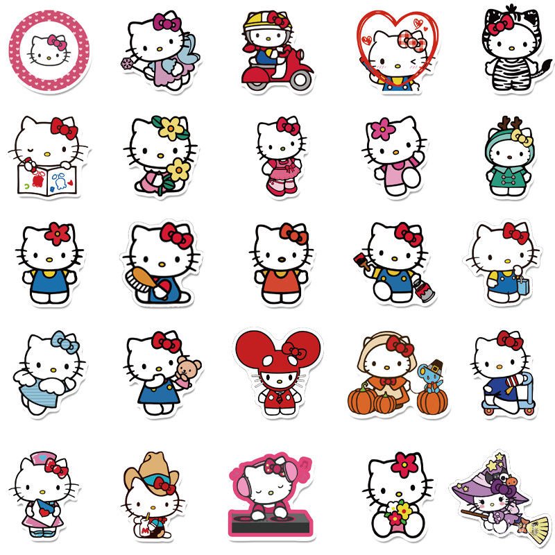 Bộ 50 Hình Dán Hello Kitty Dễ Thương Chống Thấm Nước