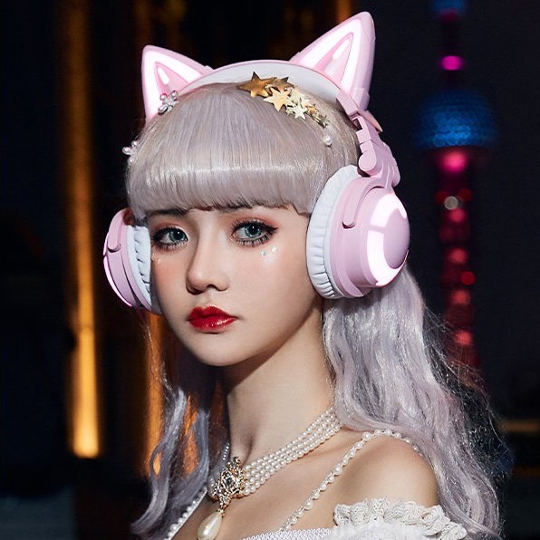 Tai Nghe Tai Mèo YOWU 3S LED RBG Bluetooth Giảm Tiếng Ồn Gaming Headphones True Wireless Cho Cô Gái Dễ Thương