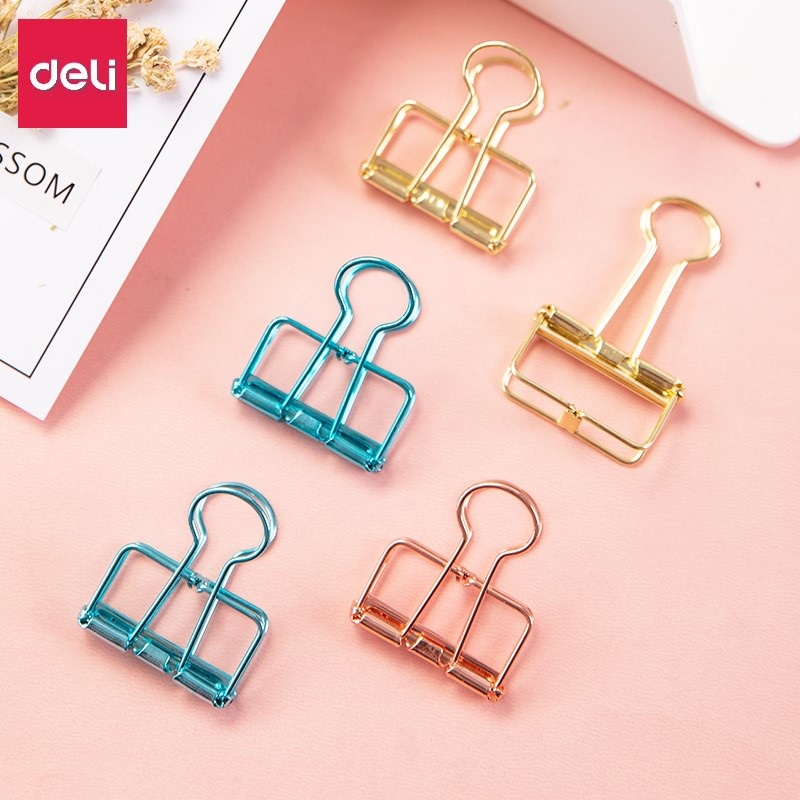 Kẹp Đánh Dấu Trang Sách Bằng Kim Loại Màu Vàng / Xanh Dương / Tím 19mm 32mm