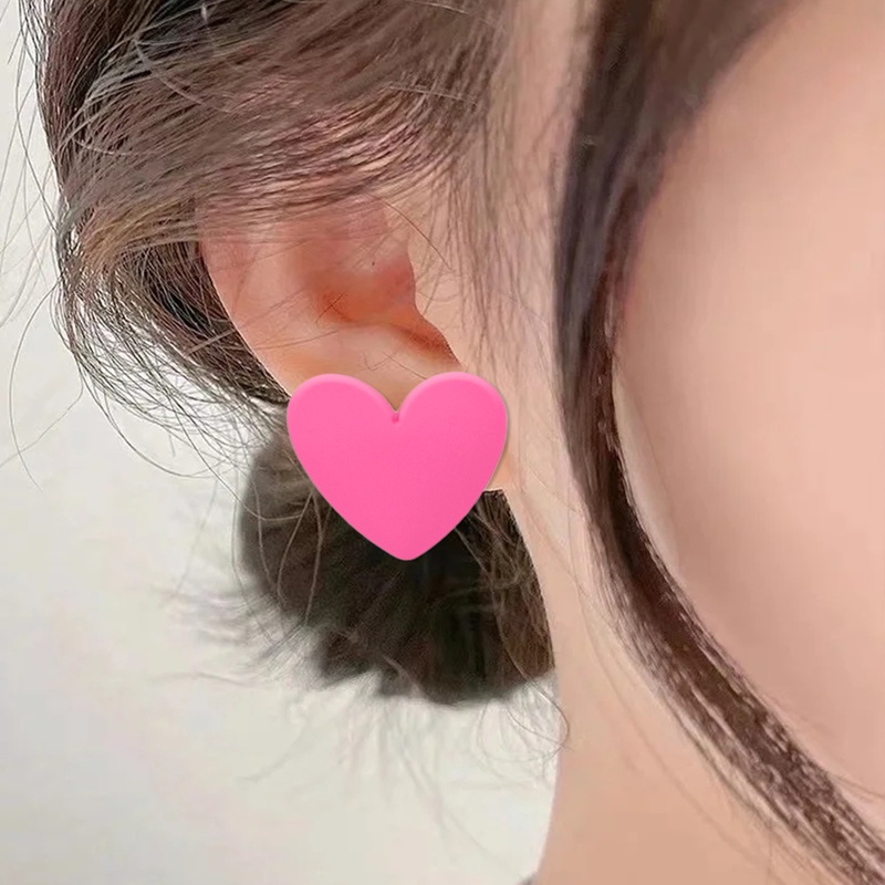 1 đôi bông tai hình trái tim bằng acrylic màu kẹo dễ thương thời trang cho nữ