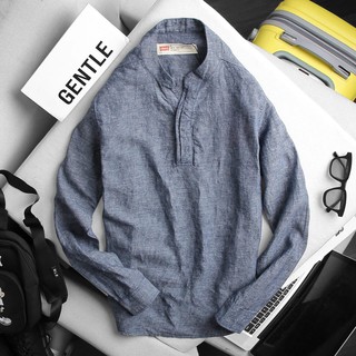 Áo sơ mi Linen cổ trụ nhiều mầu