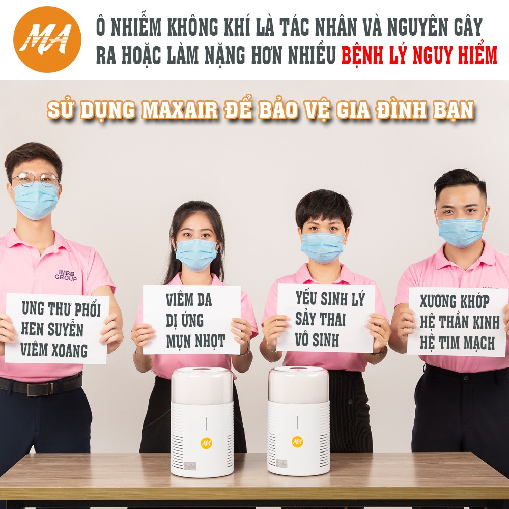 Máy lọc bụi mịn PM2.5 thông minh Max Air, tiếng ồn thấp, hàng chính hãng bảo hành 12 tháng