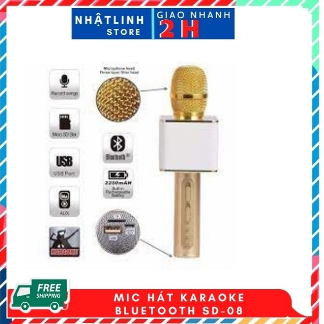 Mic Hát Karaoke,,kết nối bluetooth Loa to Bass Căng Thích hợp các dòng điện thoại