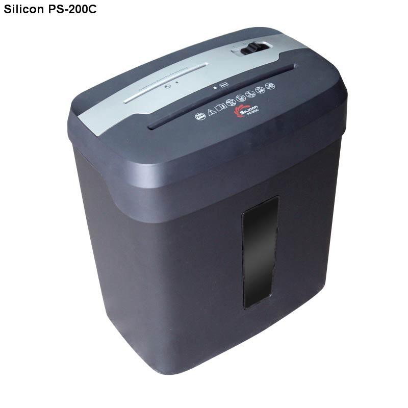 Máy huỷ tài liệu mini tự động cắt giấy vụn,huỷ 8 - 10 tờ/lần nhập khẩu Silicon- Chính hãng bảo hành 1 năm