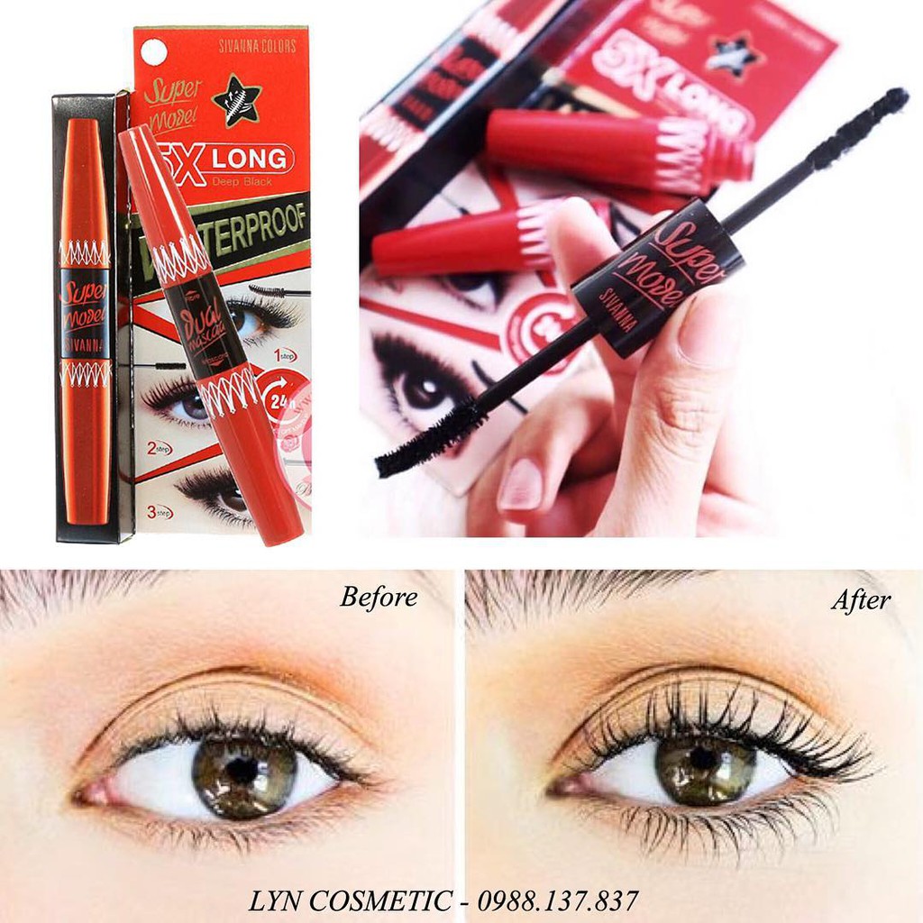 Chuốt mi  Làm Dài Và Cong Mi, Không Lem Không Trôi MASCARA 5X SIVANNA