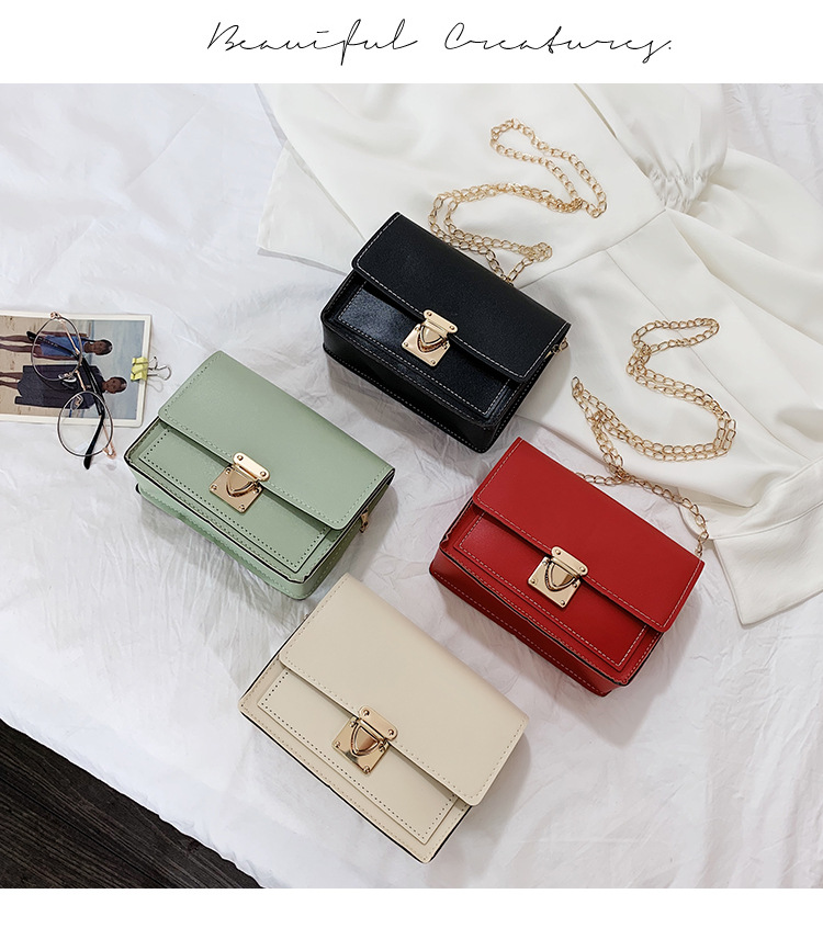Túi đeo vai JASMIN NOIR hình vuông nhỏ phối dây xích thời trang cho nữ