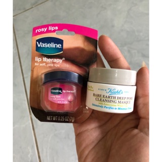 mặt nạ đất sét Kielh mini và dưỡng môi vaseline