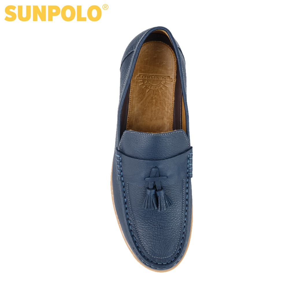 Giày Mọi Nam Da Bò SUNPOLO Xanh Navy Đen Nâu SUKT2581XDN