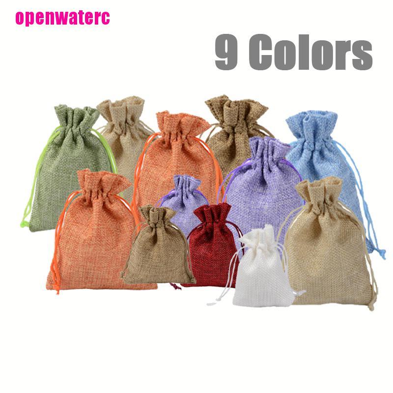 Set 10 Túi Dây Rút Bằng Vải Bố Đựng Trang Sức Nhiều Màu Sắc