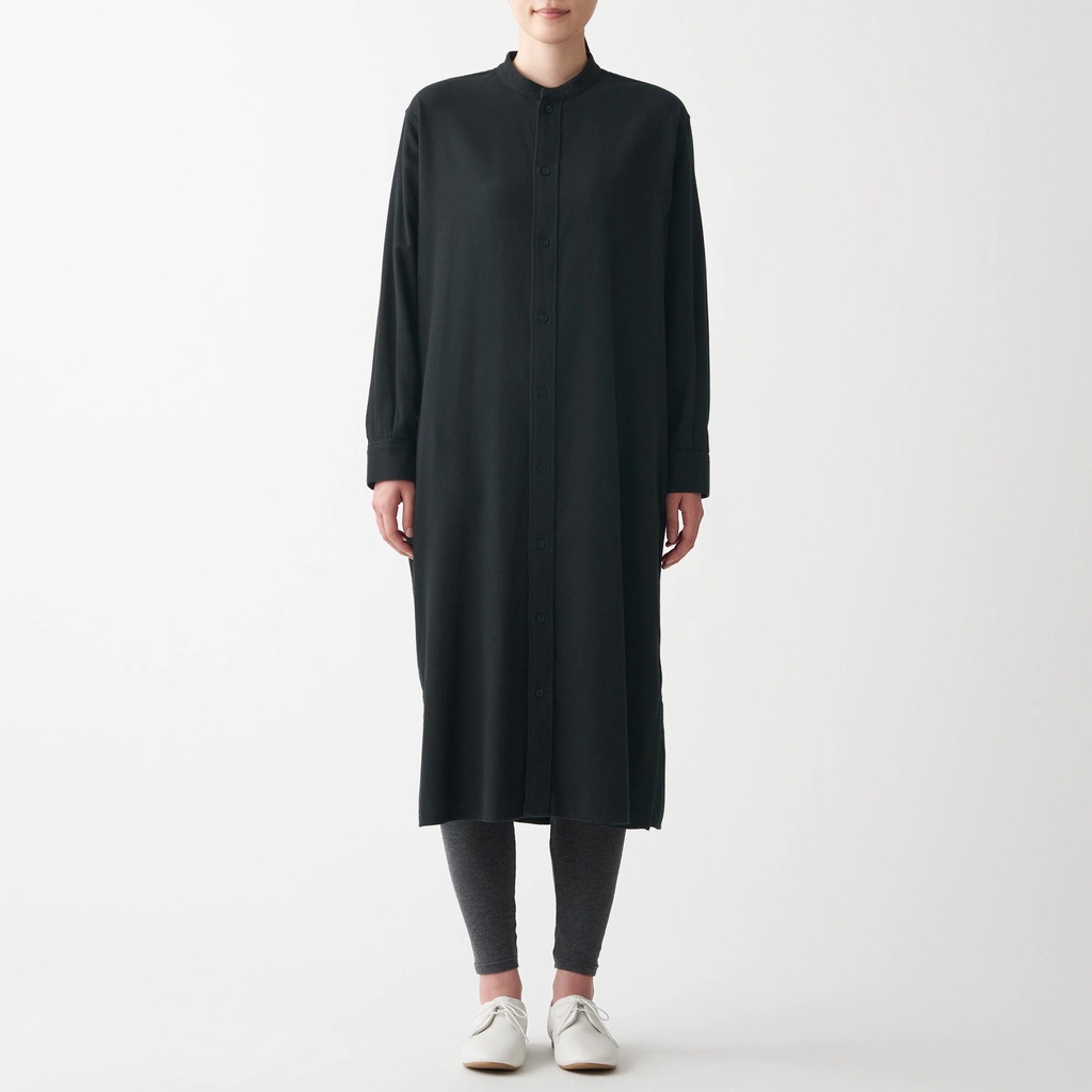 Muji Áo Sơ Mi Dáng Dài Vải Flannel