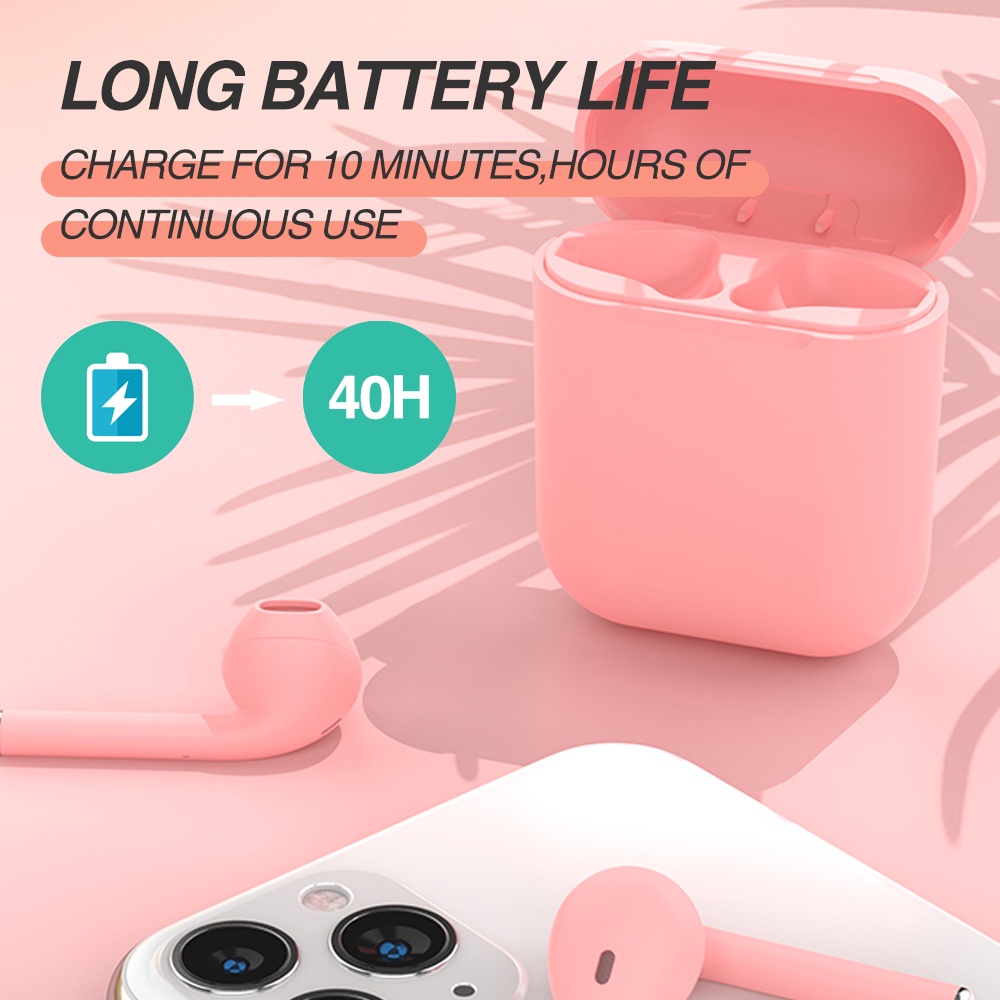 Tai nghe TWS ko dây bluetooth Inpods 12 I12Pro âm thanh HiFi chống thấm nước màu macaron dành cho ip,ĐT táo/Android